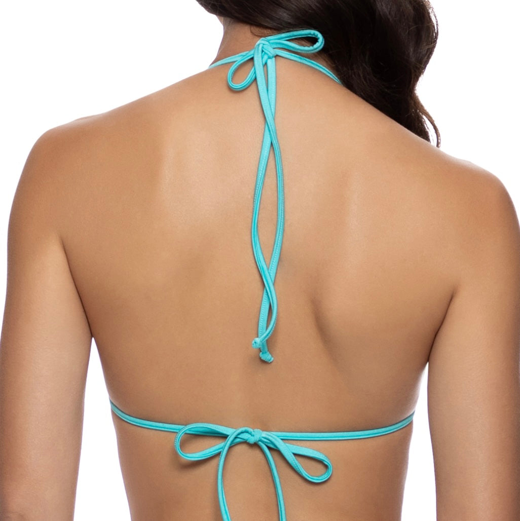 Aruba Blue Cosita Buena Molded Push Up Bandeau Halter Top-Luli Fama-Gone Bananas Beachwear