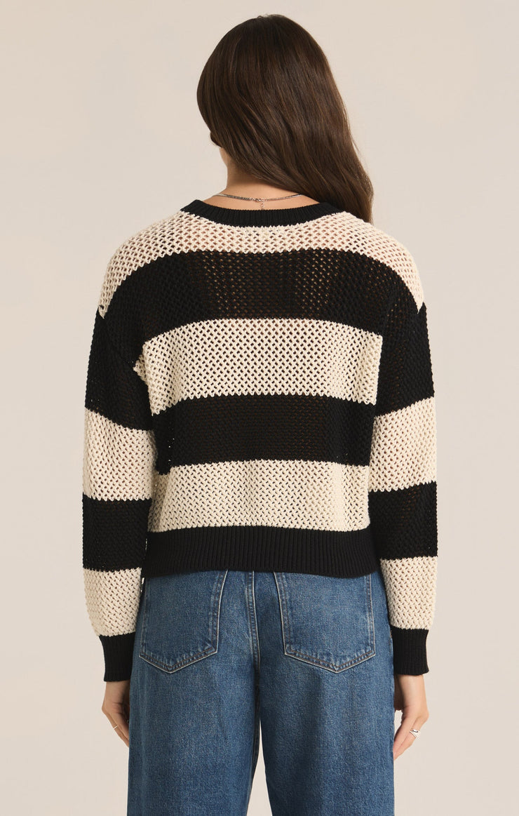 Black Broadbeach Stripe Sweater-Z Supply-Gone Bananas Beachwear