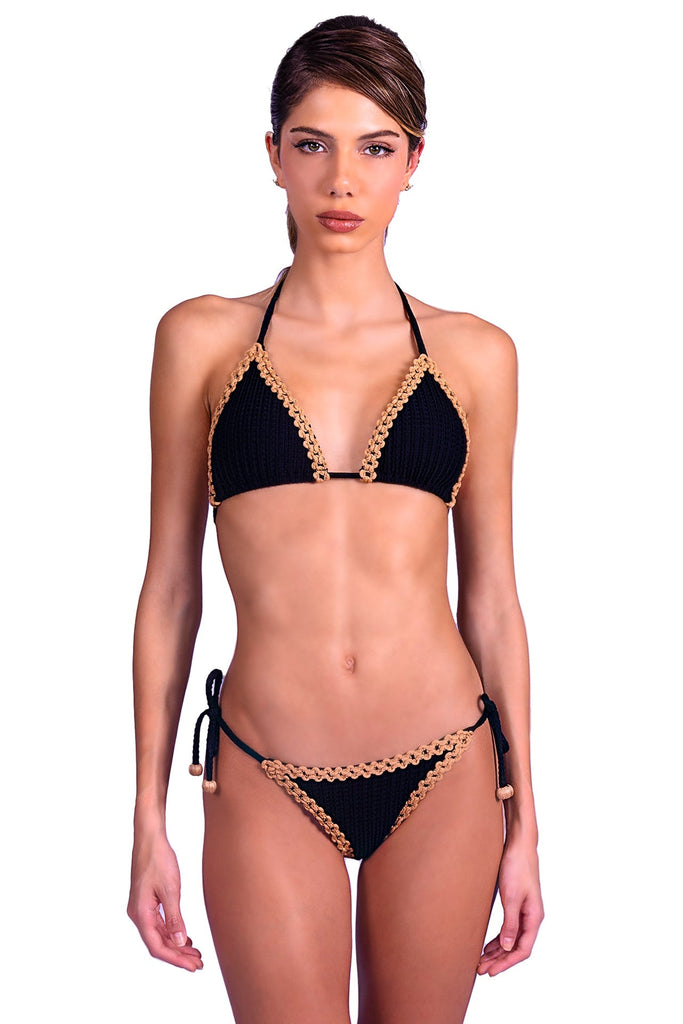 Black Cotton Chain Bikini Top Despi Gone Bananas Beachwear