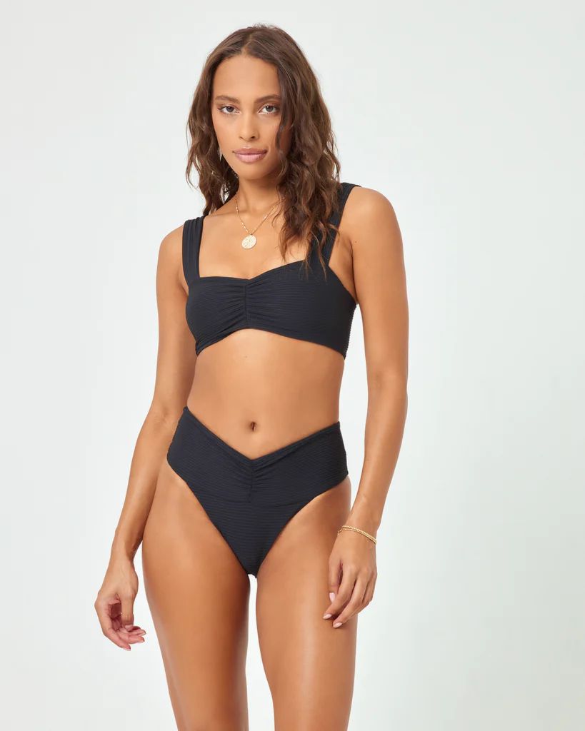Black Eco Chic Repreve Bardot Bikini Bottom-LSpace-Gone Bananas Beachwear