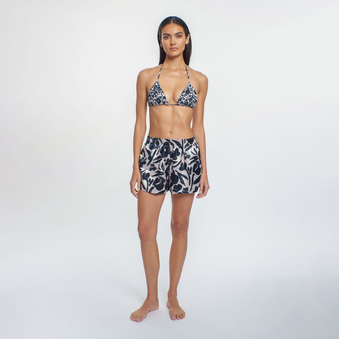 Black In Bloom Alexa Shorts-Peixoto Swimwear-Gone Bananas Beachwear