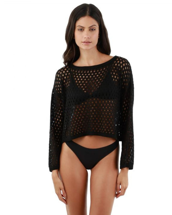 Black Knitted Ami Shirt-Malai Swimwear-Gone Bananas Beachwear