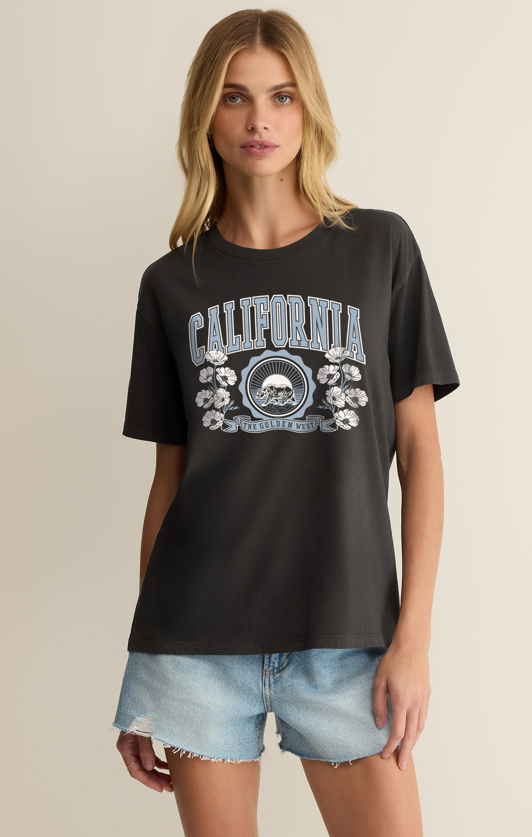Black Sand Poppy Bear Boyfriend Tee-Z Supply-Gone Bananas Beachwear