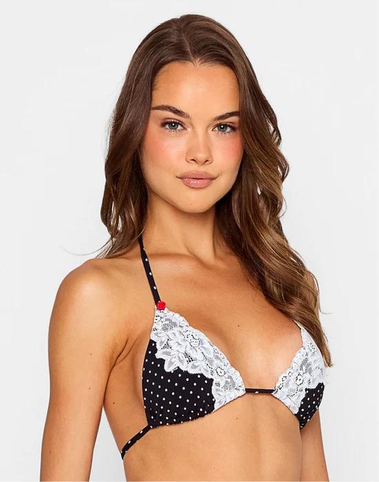 Black White Dot Gigi Triangle Top-Beach Bunny-Gone Bananas Beachwear