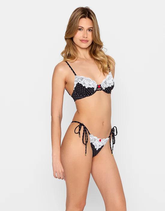 Black White Dot Gigi Underwire Top-Beach Bunny-Gone Bananas Beachwear