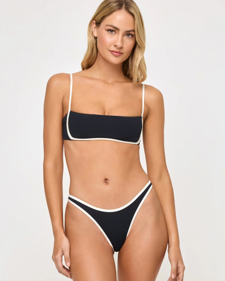 Black/Cream Elle Bitsy Bottom-LSpace-Gone Bananas Beachwear