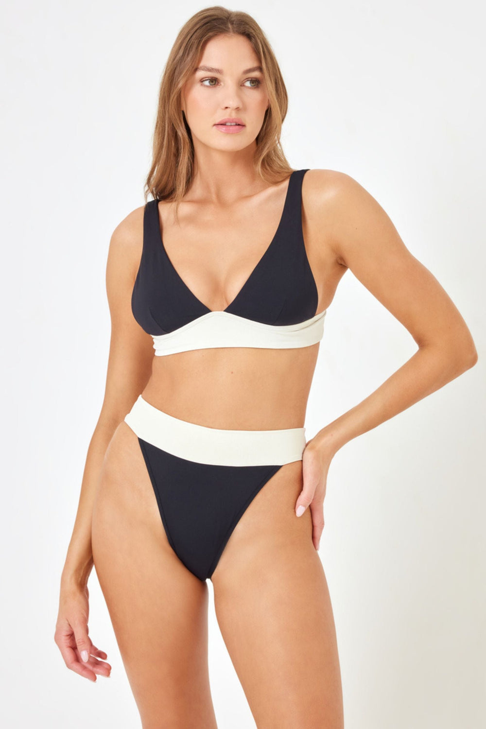 Black/Cream Lola Bikini Bottom-LSpace-Gone Bananas Beachwear