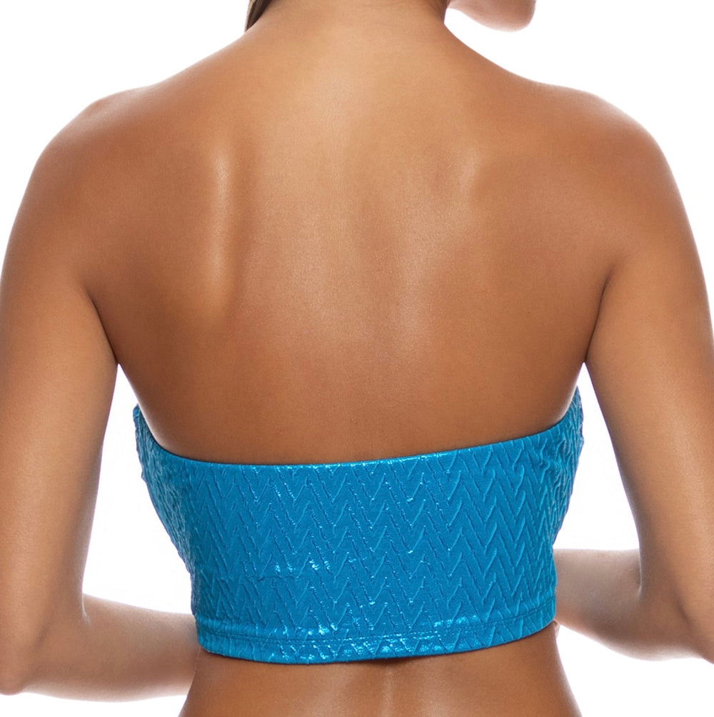 Blue Liquid Voltage Double Loop Bandeau Crop Top-Luli Fama-Gone Bananas Beachwear