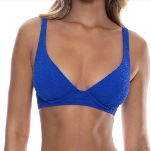 Blue Wavy Baby Underwire Plunge Top-Luli Fama-Gone Bananas Beachwear