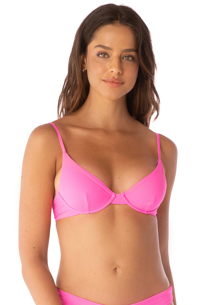 Bright Pink Reversible Dainty Top-Maaji-Gone Bananas Beachwear