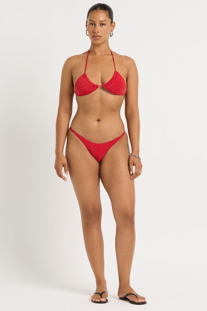 Cherry Lurex Micro Lotus Brief Bottom-BOUND by Bond-Eye-Gone Bananas Beachwear