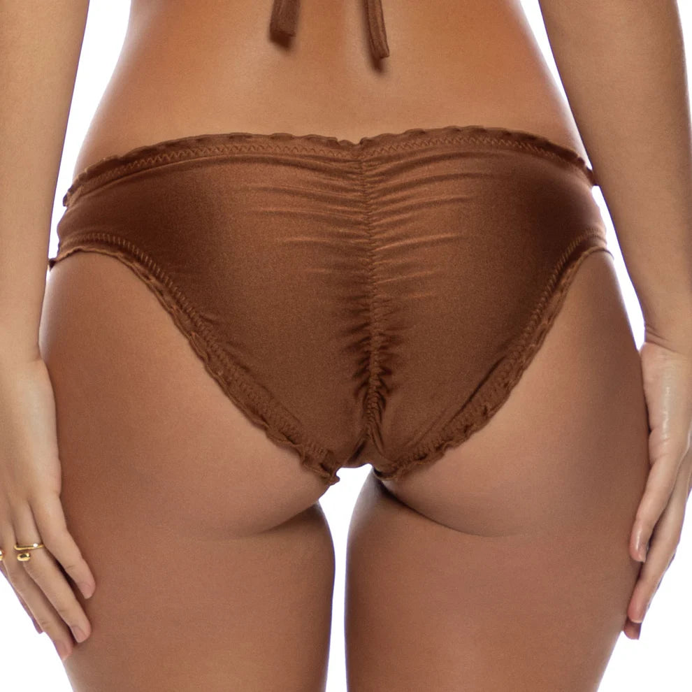 Cosita Buena Brown Wavey Full Ruched Bottom-Luli Fama-Gone Bananas Beachwear
