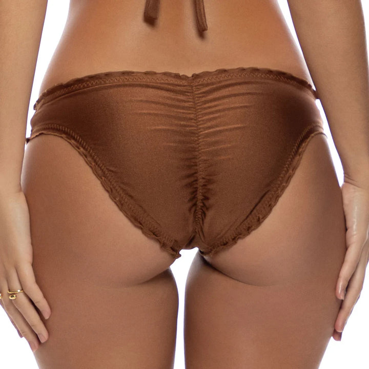 Cosita Buena Brown Wavey Full Ruched Bottom-Luli Fama-Gone Bananas Beachwear