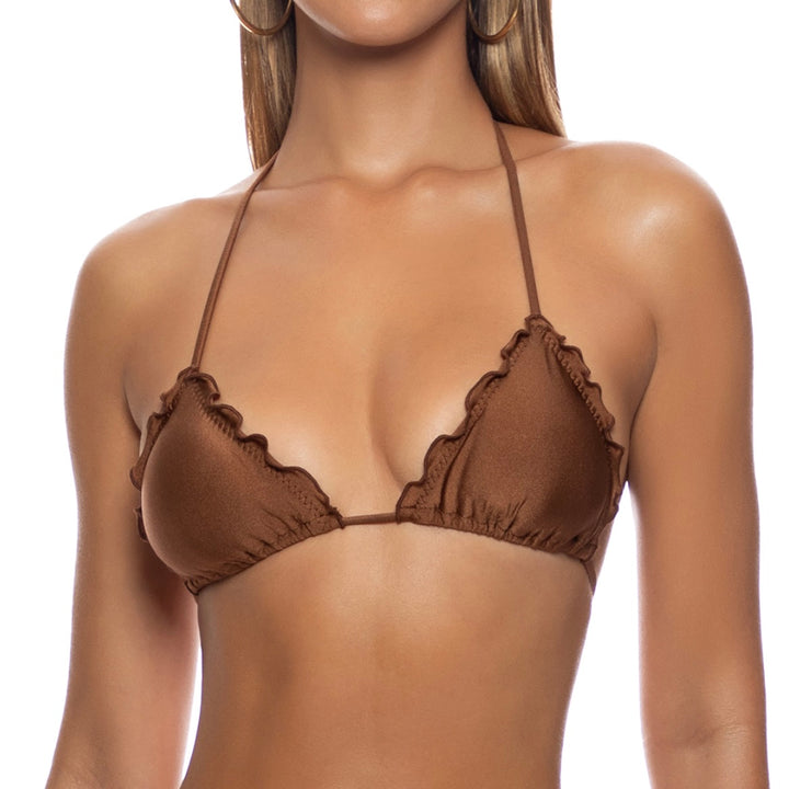 Cosita Buena Brown Wavey Triangle Top-Luli Fama-Gone Bananas Beachwear
