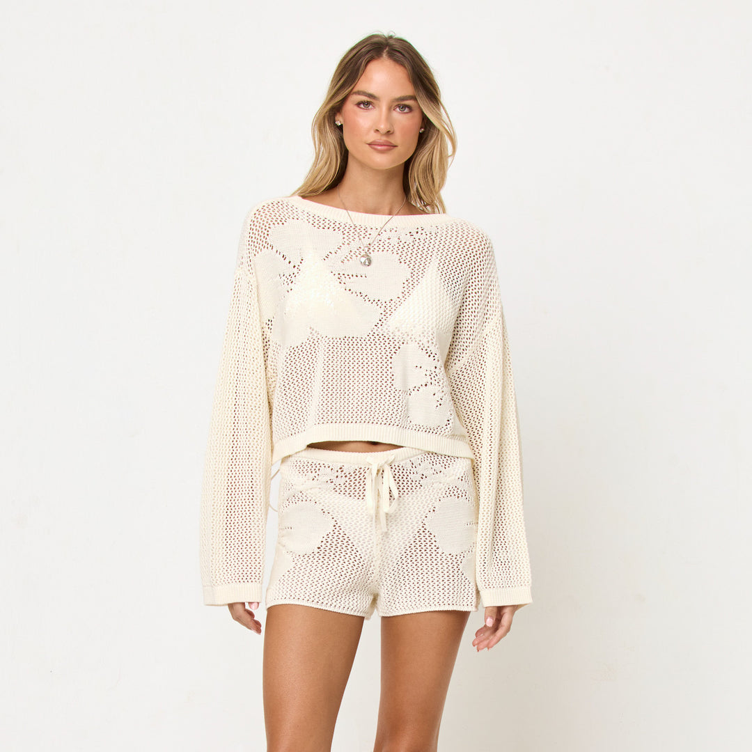 Cream Island Time Short-LSpace-Gone Bananas Beachwear