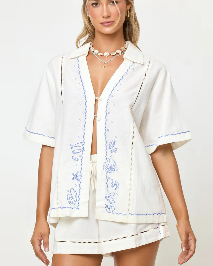 Cream La Mer Short-LSpace-Gone Bananas Beachwear