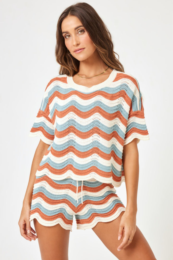 Del Mar Stripe Make Waves Knit Short-LSpace-Gone Bananas Beachwear