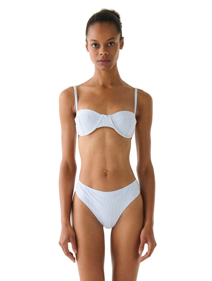 Diamond Blue Seamed Underwire Bra Top-Kate Spade-Gone Bananas Beachwear