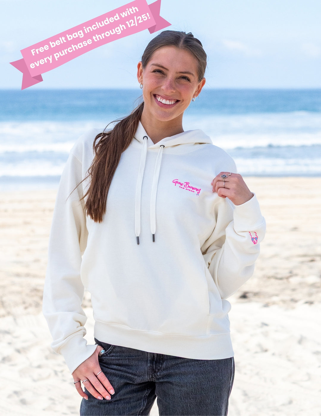 Gone Bananas Embroidered Hoodie (Free Belt Bag Included With Every Purchase)-GBB-Gone Bananas Beachwear