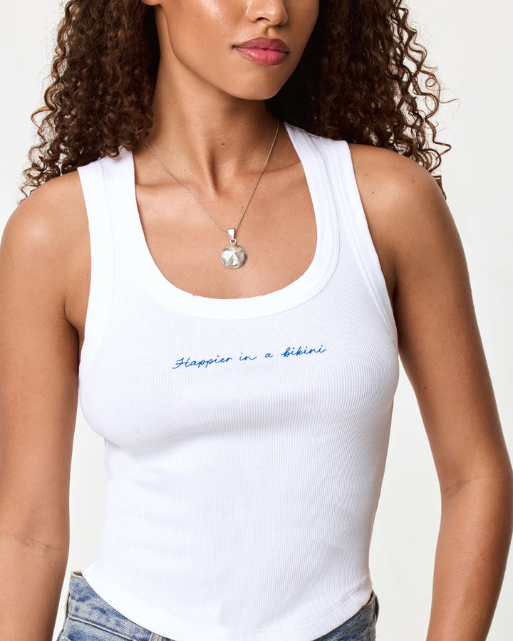 Happier in a Bikini Ash Tank Top-LSpace-Gone Bananas Beachwear