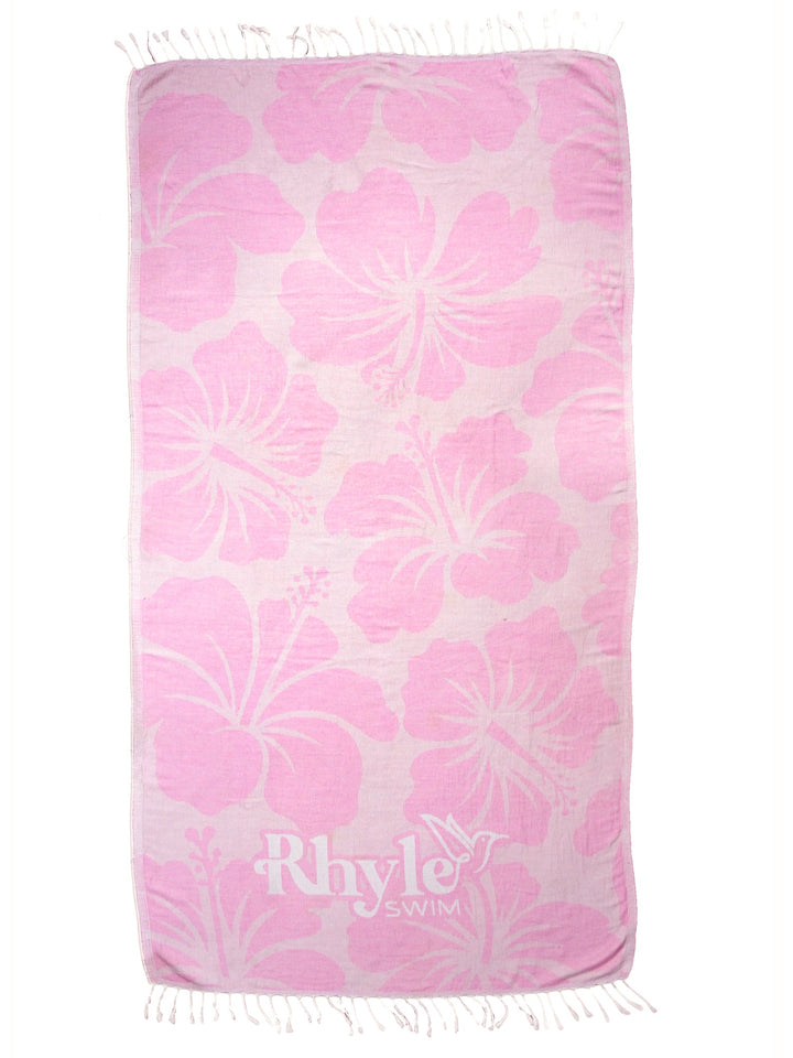 Hibiscus Rhyle Towel Pink w/ Pink Flowers-Rhyle Swim-Gone Bananas Beachwear