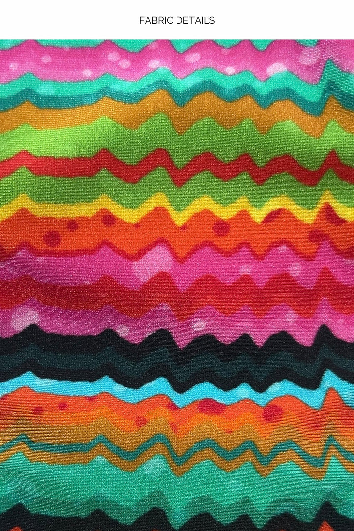 Hola Verano Multicolor Wavy Triangle Halter Top-Luli Fama-Gone Bananas Beachwear