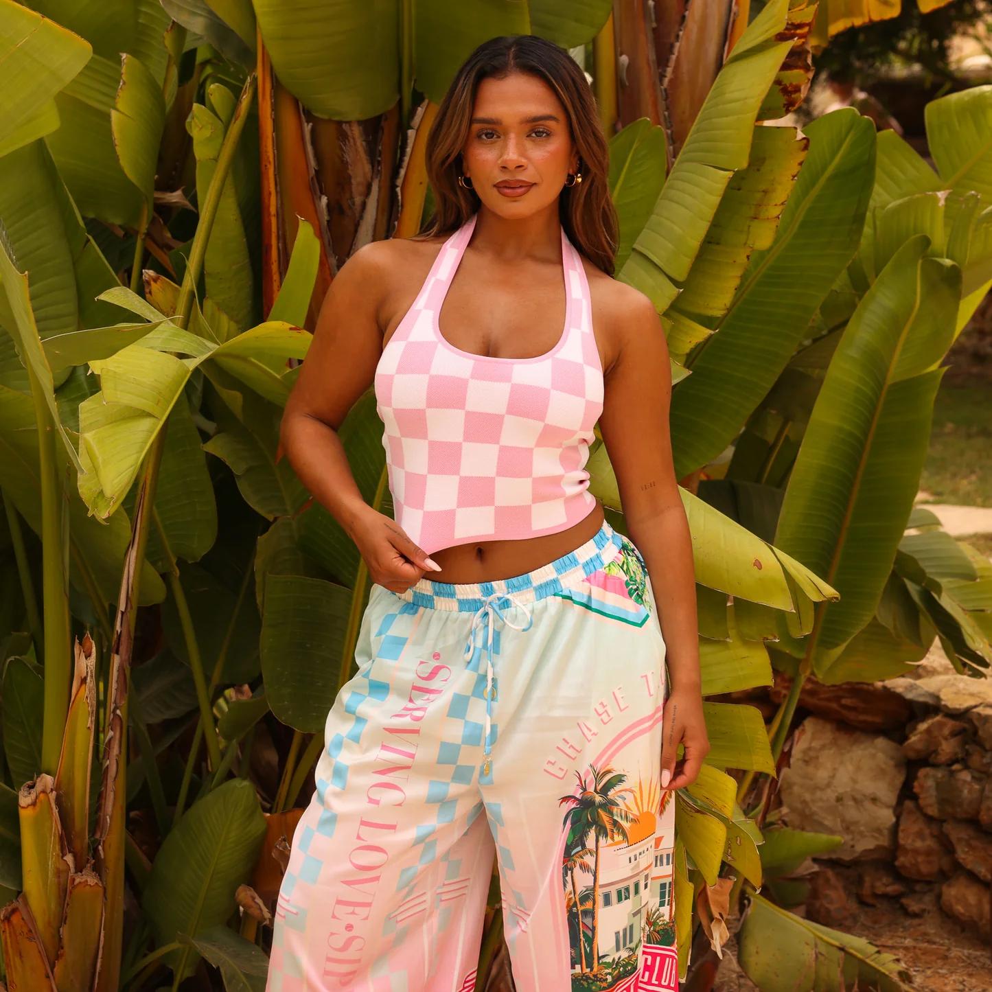 Love Match Knit Halter Tank Top-Kulani Kinis-Gone Bananas Beachwear