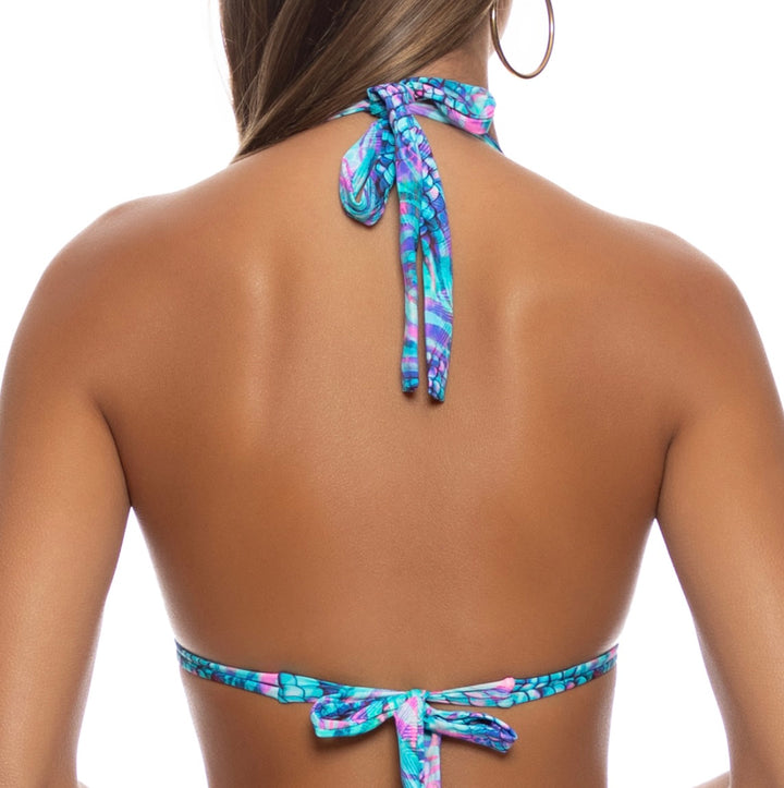 Multicolor Enchanted Mirage Triangle Halter Top-Luli Fama-Gone Bananas Beachwear
