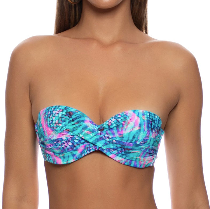 Multicolor Enchanted Mirage Underwire Push Up Bandeau Top-Luli Fama-Gone Bananas Beachwear