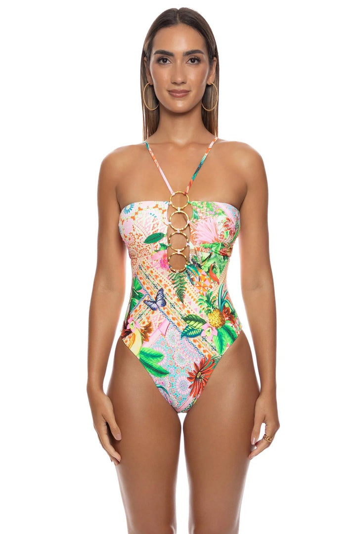 Multicolor Opulent Eden Halter Ring One Piece-Luli Fama-Gone Bananas Beachwear