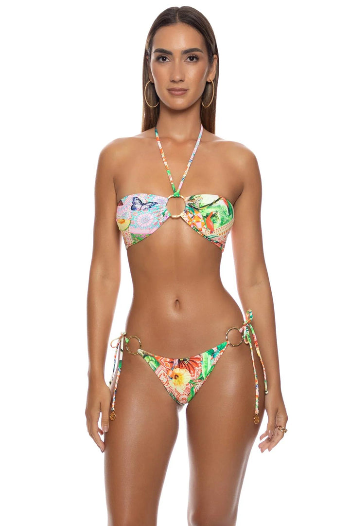Multicolor Opulent Eden Ring Drawstring Bandeau Top-Luli Fama-Gone Bananas Beachwear