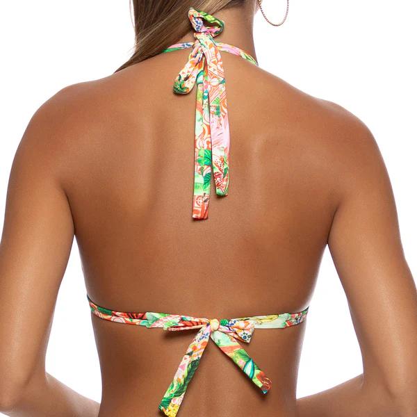 Multicolor Opulent Eden Triangle Halter Top-Luli Fama-Gone Bananas Beachwear