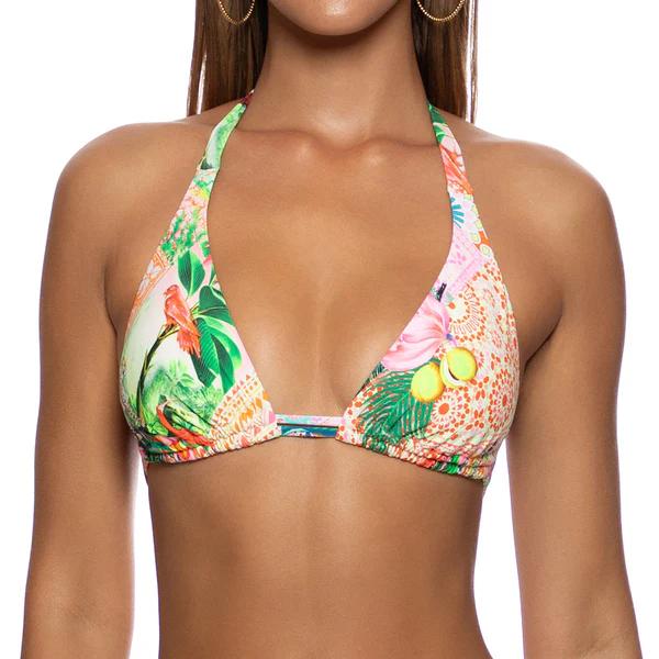 Multicolor Opulent Eden Triangle Halter Top-Luli Fama-Gone Bananas Beachwear