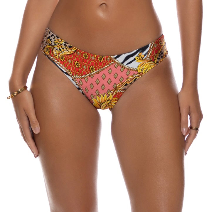 Multicolor Tropical Majesty Seamless Full Ruched Back Bottom-Luli Fama-Gone Bananas Beachwear
