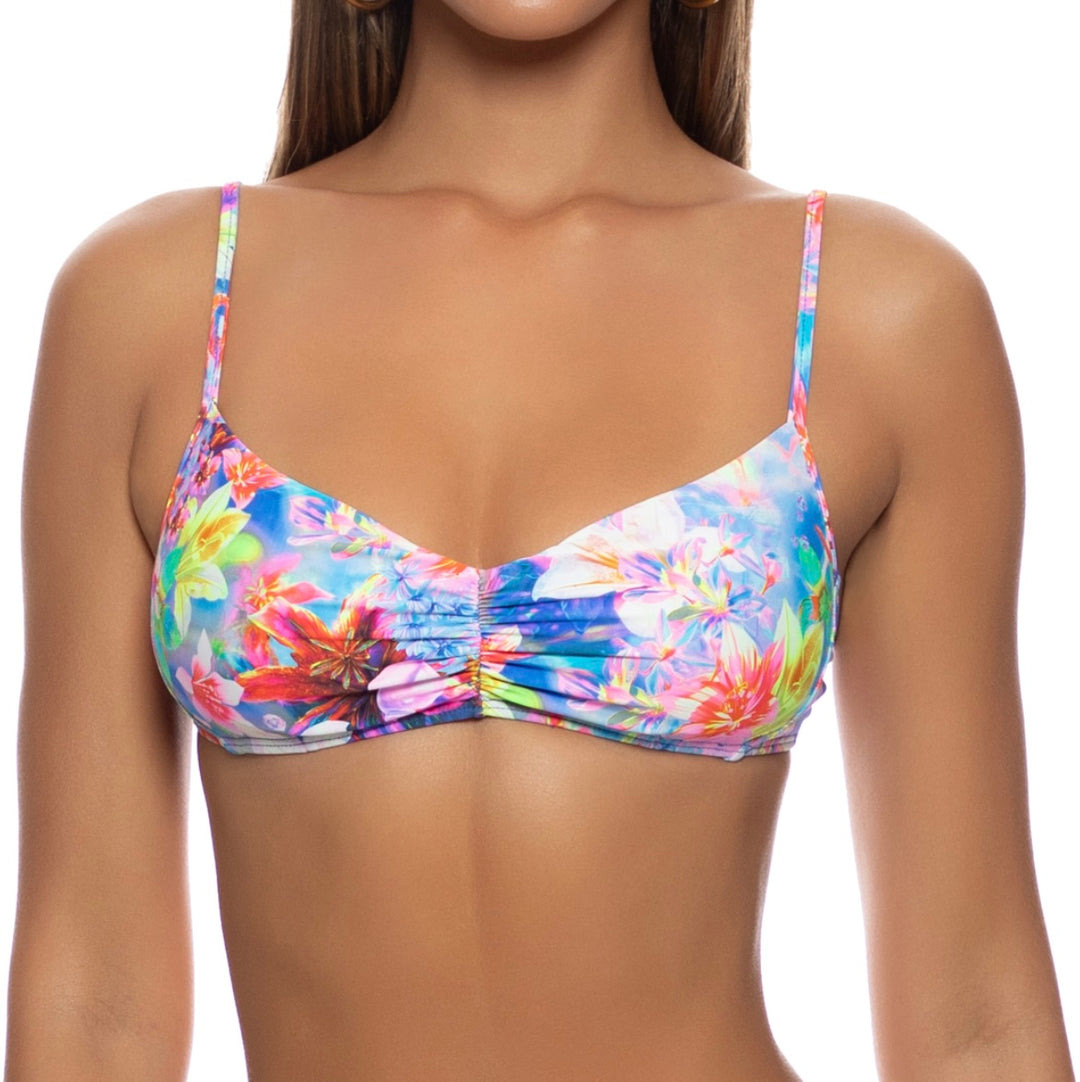 Multicolor Underwater Dreaming Ruched Tank Bra Top-Luli Fama-Gone Bananas Beachwear
