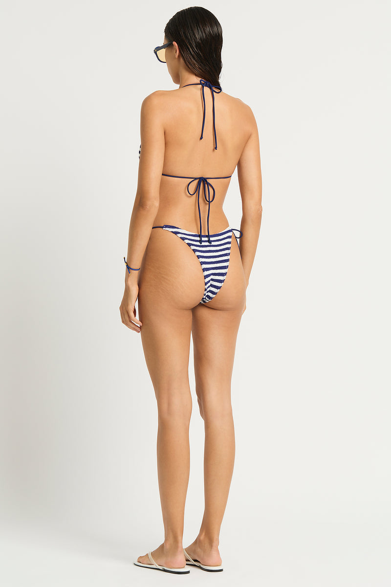 Navy/White Dot Stripe The Beaded Ingrid Tri Top-BOUND by Bond-Eye-Gone Bananas Beachwear