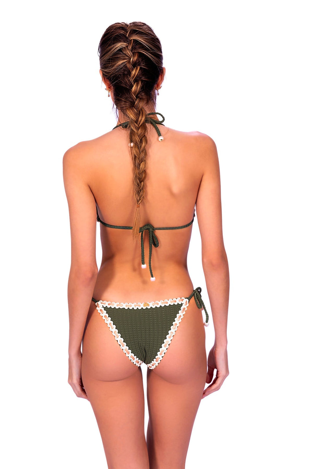 Olive Cotton Chain Tie Side Bottom-Despi-Gone Bananas Beachwear