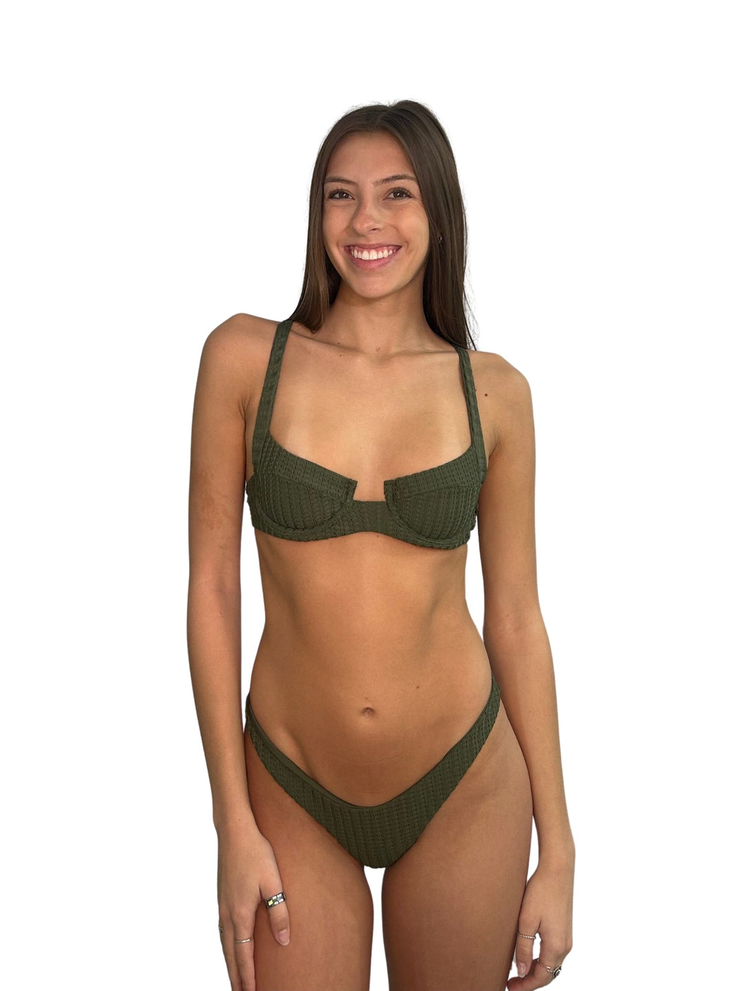 Olive High Leg Moderate Bottom-Despi-Gone Bananas Beachwear