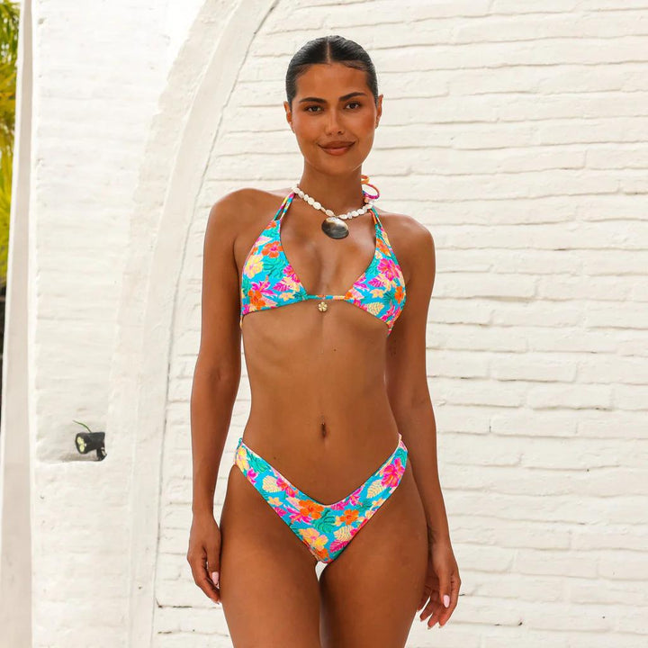 Paradise Pop Halter Bralette Bikini Top-Kulani Kinis-Gone Bananas Beachwear