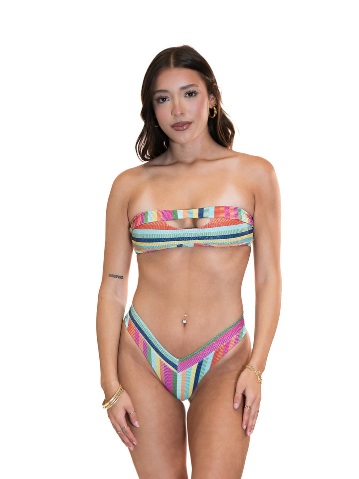 Rainbow Sparkle 2 Slit Bandeau Top-Rhyle Swim-Gone Bananas Beachwear