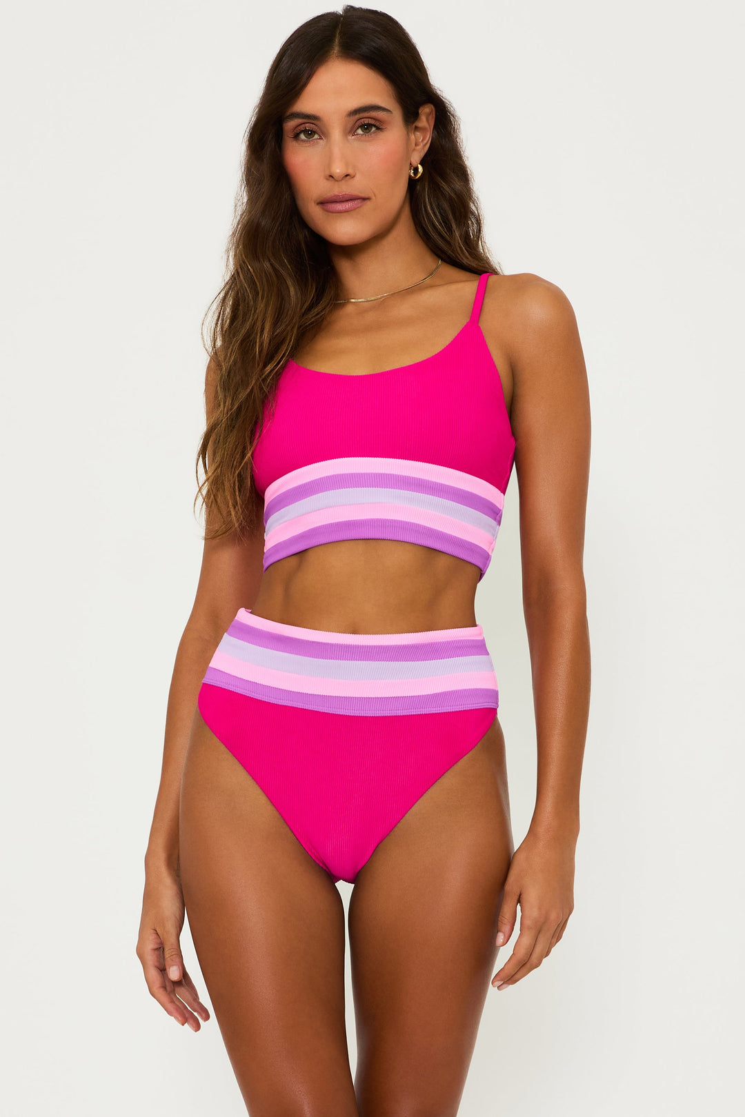 Raspberry Colorblock Mae Top-Beach Riot-Gone Bananas Beachwear