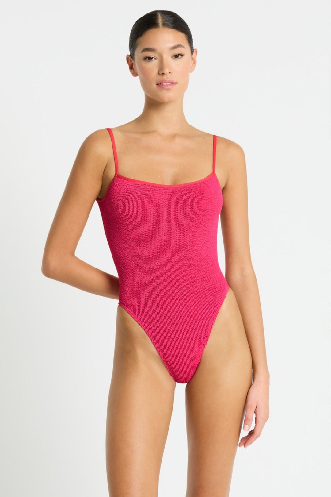 Girls Colorblock One Piece Swimsuit in Yellow and Bougainvillea