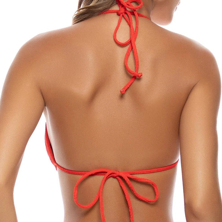 Red Orange Sunspell Molded Push Up Bandeau Halter Top-Luli Fama-Gone Bananas Beachwear