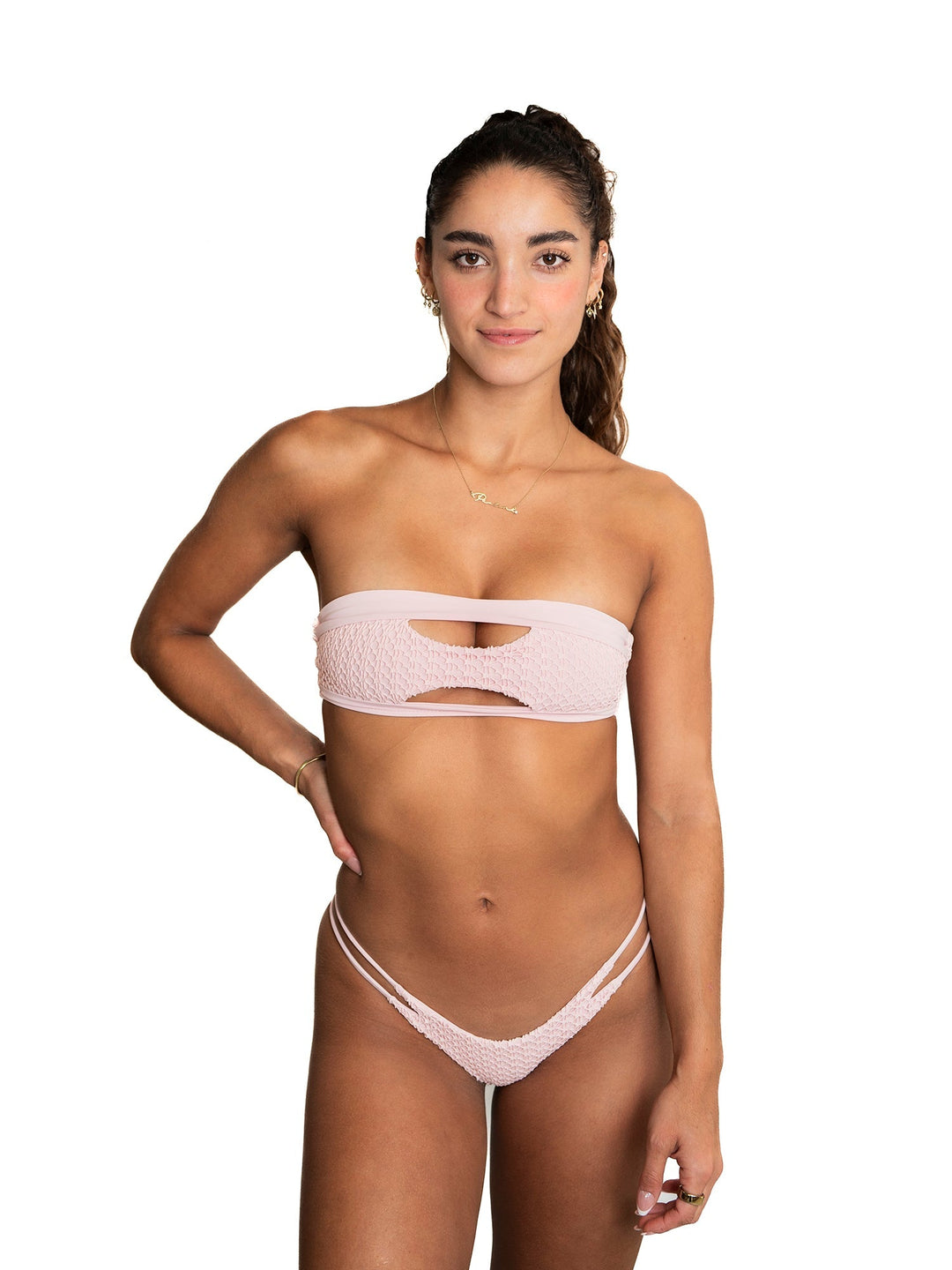 Sorbet Overlay 2-Slit Bandeau Top-Rhyle Swim-Gone Bananas Beachwear