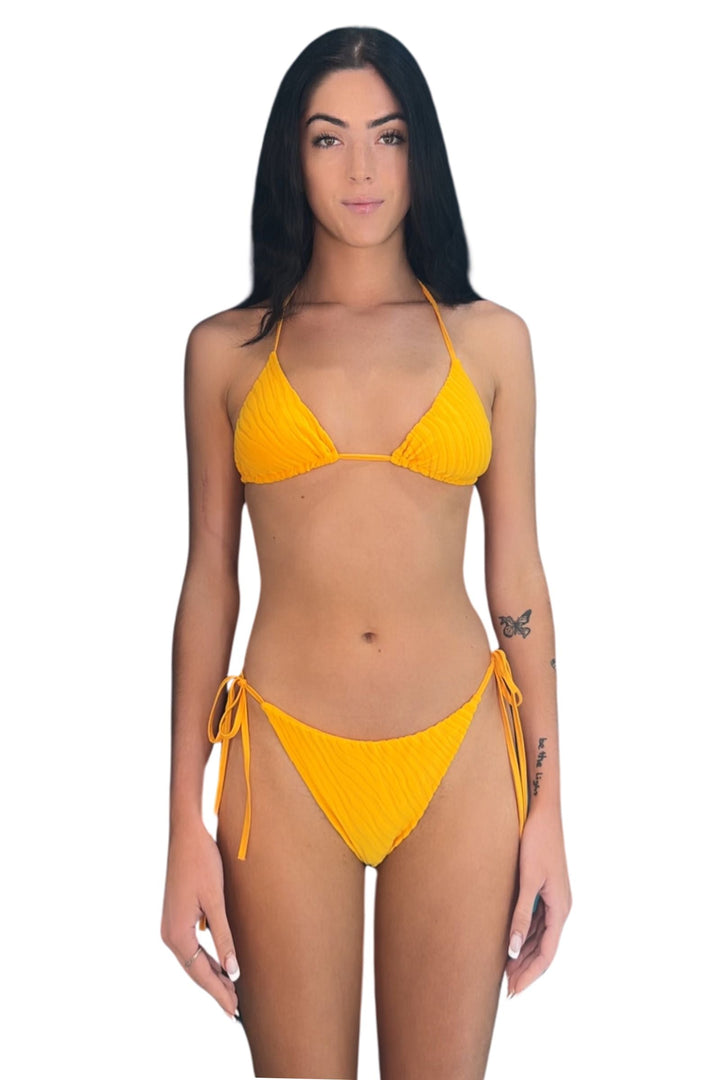 Sour Animalier Saffron Tie Side Bikini Bottom-Edelvissa-Gone Bananas Beachwear