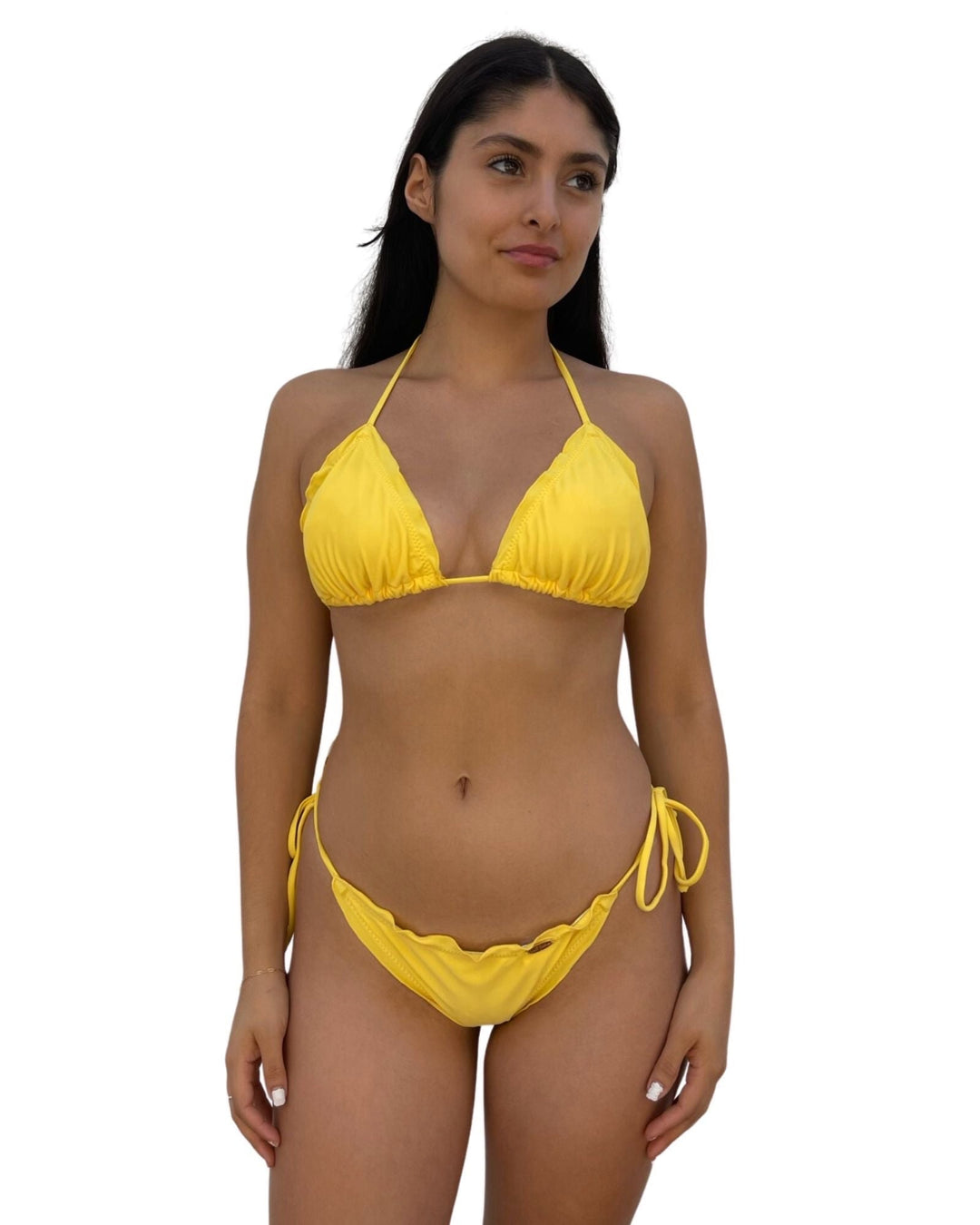 Sunflower Cosita Buena Wavey Brazilian Tie Side Ruched Back Bottom-Luli Fama-Gone Bananas Beachwear