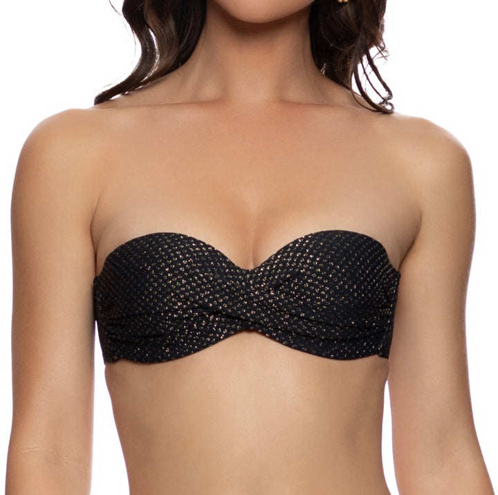 Sunkiss Glow Black Underwire Push Up Bandeau Top-Luli Fama-Gone Bananas Beachwear