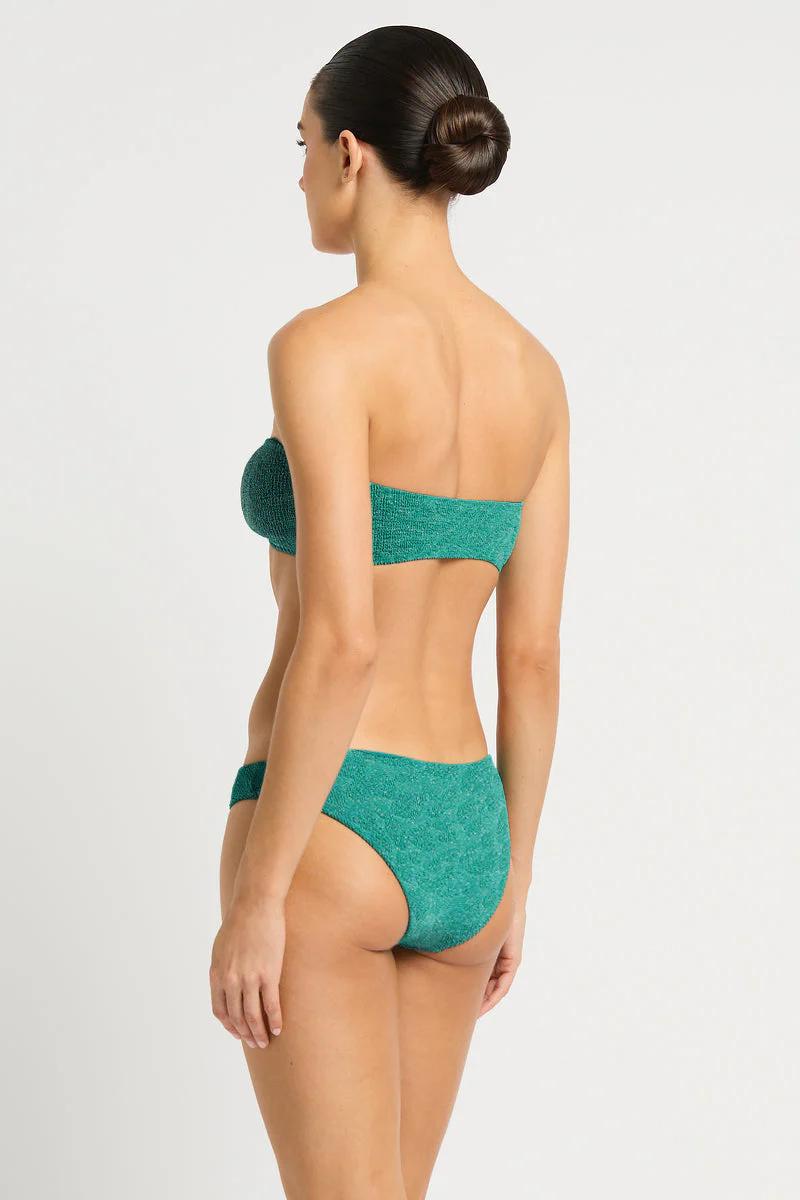 Teal Lurex Blake Bandeau Top-BOUND by Bond-Eye-Gone Bananas Beachwear
