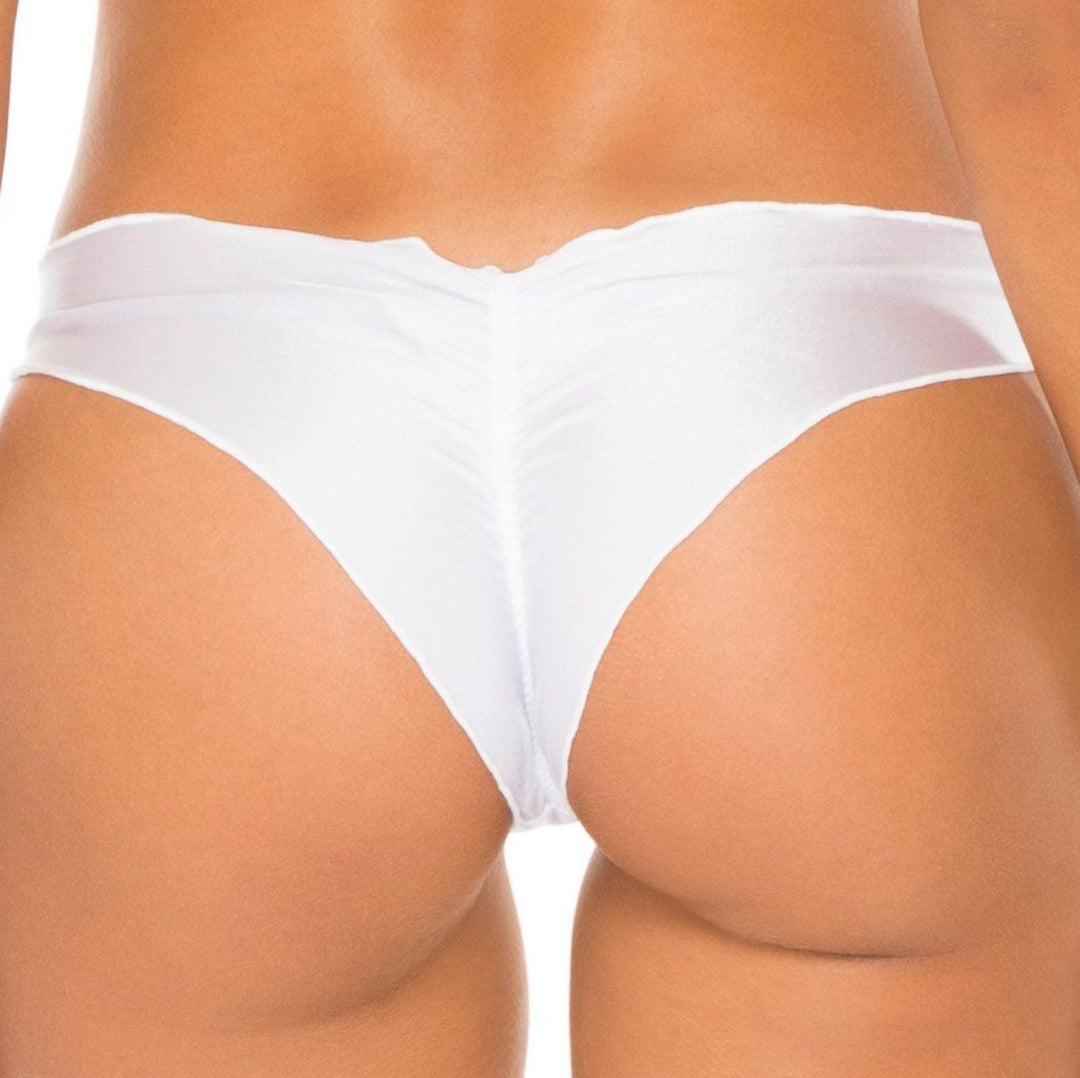 White Cosita Buena Wavey Brazilian Ruched Bottom-Luli Fama-Gone Bananas Beachwear