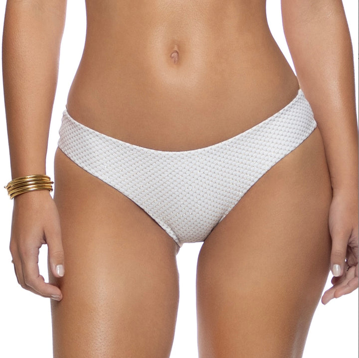 White Sunkiss Glow Seamless Full Ruched Back Bottom-Luli Fama-Gone Bananas Beachwear